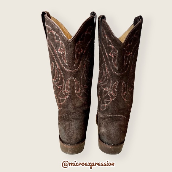 Frye Billy Vintage Brown Suede Embroidered Pull-On Cowgirl Pointed Toe Cute Boot - Picture 8 of 13